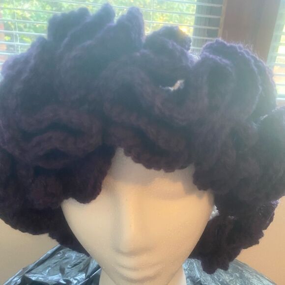 Handcrafted Crochet Purple/White ruffle bucket hat - Picture 1 of 4